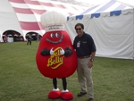 Scott Frisch left of "Jelly Bean' mascot